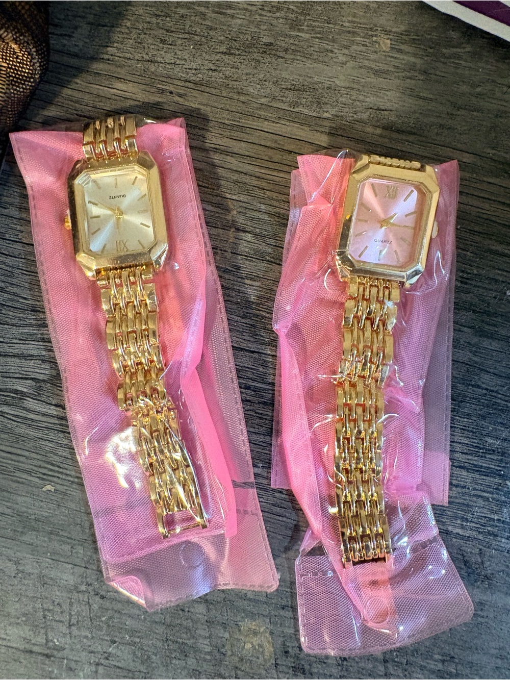 Gold Tone Women's Bracelet Watch with Pink Dial